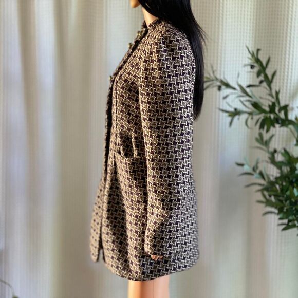 NWT Cotton On Selma Double Breasted Coat Textured Check Jacket Burgundy Size M - Picture 5 of 8